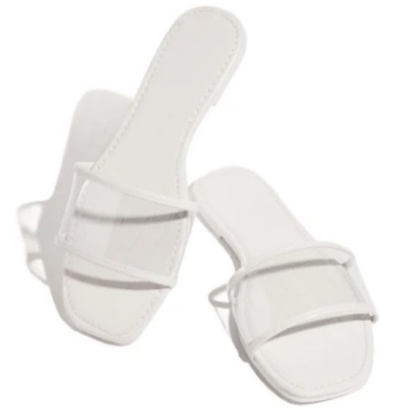Shoes - !! RESTOCKED !! Clear Strap Slide in White Croc